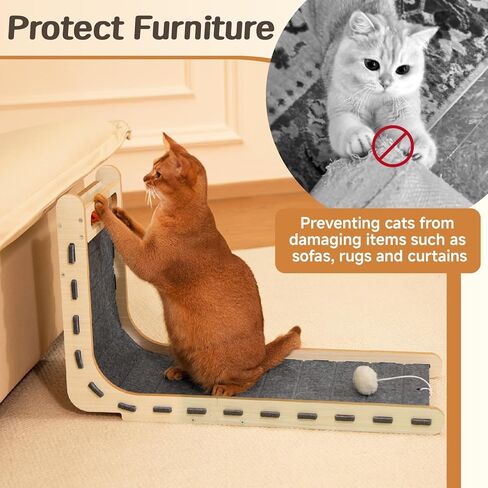 وسادة خدش للقطط مع لعبة كرة، لوح خدش عمودي للقطط في الأماكن المغلقة، للبالغين، عمود خدش واقٍ، حامي الأثاث، ألعاب القطط الصغيرة، 26.8 بوصة - رمادي in Kuwait