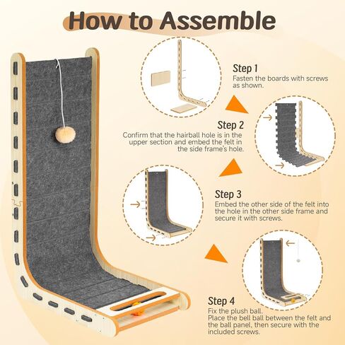 وسادة خدش للقطط مع لعبة كرة، لوح خدش عمودي للقطط في الأماكن المغلقة، للبالغين، عمود خدش واقٍ، حامي الأثاث، ألعاب القطط الصغيرة، 26.8 بوصة - رمادي in Kuwait