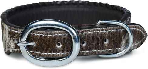 Genuine Cowhide Leather Dog Collar Handmade Hand Tooled Leather Dog Collar for All Breeds Comfortable Fitting Collar - Brown & Turquoise (Medium) in Saudi Arabia