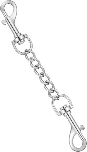 Dog Collar Safety Clip Stainless Steel Dog Collar Backup Strap Harness Collars Leash Chain Connector Heavy Duty Double End Spring Backup Buckle Clasp Escape Proof Safety Accessory for Dogs in Kuwait