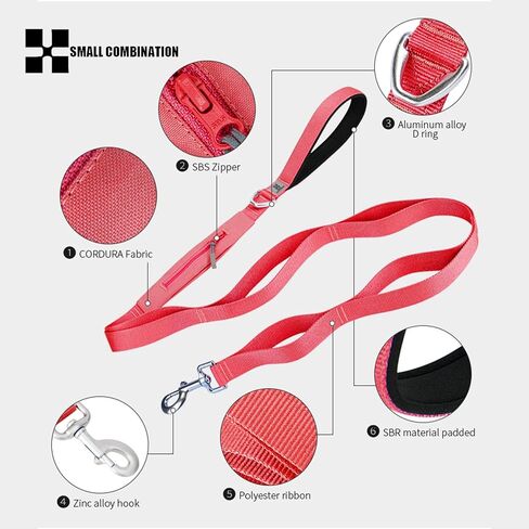 Pet Leash with Pockets, Multiple Handles Design, Chain Rope Breathable Mesh Lining Training Control Pet Walking Lead for All Breeds (Black, L) in Kuwait