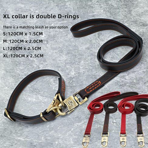 Personalized Dog Collars, Double-Layer Genuine Leather Dog Collar Engraved with Name and Phone Number for Small,Medium,Large Dogs in Saudi Arabia