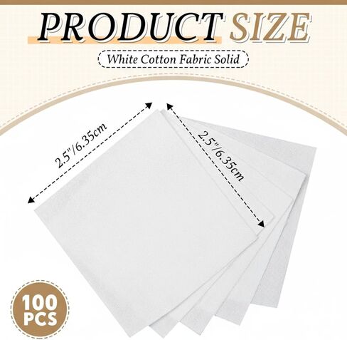 Peryiter 150 Pcs Precut Charm Packs Cotton Fabric Squares 2.5 x 2.5 Inch Mini White Solids Quilting Fabric Bundles for Patchwork DIY Sewing Scrapbooking Quilting for Craft in Kuwait