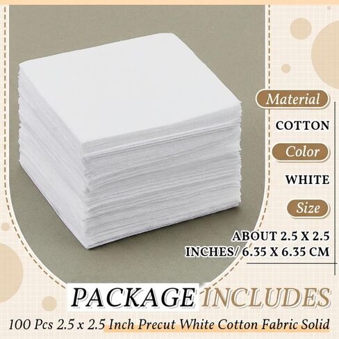 Peryiter 150 Pcs Precut Charm Packs Cotton Fabric Squares 2.5 x 2.5 Inch Mini White Solids Quilting Fabric Bundles for Patchwork DIY Sewing Scrapbooking Quilting for Craft in Kuwait