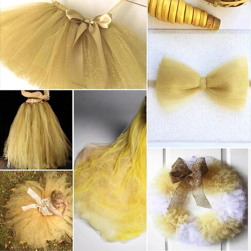 Antique Gold Tulle Fabric Rolls 54 Inch by 10 Yards Fabric Tulle Bolt for Wedding Decorations DIY Tutu Baby Shower Table Skirt Birthday Party Craft Supplies in Saudi Arabia