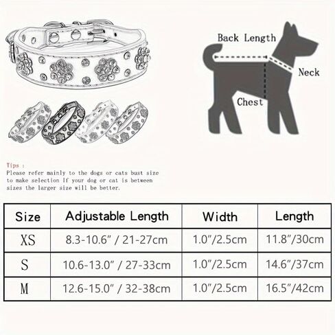 Rhinestone Dog Collar, Cute Flower Rhinestone Cat Dog Collar Bling Collar PU Leather Adjustable Sizes in Saudi Arabia