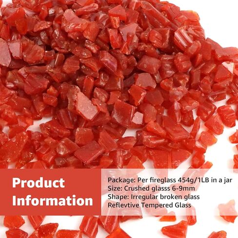 LePe Crushed Fire Glass, Translucent Broken Glass，Decorative for Resin Art, Fire Pits, Potted Plants, Garden and Indoor Use, 3-6mm Fire Pit Glass, 1 Pound in Jar(Clear, Mirror Effect) in Saudi Arabia