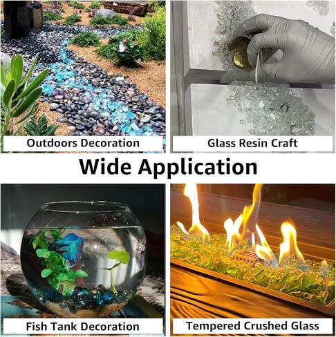 LePe Crushed Fire Glass, Translucent Broken Glass，Decorative for Resin Art, Fire Pits, Potted Plants, Garden and Indoor Use, 3-6mm Fire Pit Glass, 1 Pound in Jar(Clear, Mirror Effect) in Saudi Arabia