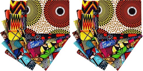 12 Pieces African Fabric Fat Quarters African Ankara Wax Print Fabric, Ankara Print Fabric for Sewing, Face Covering Make, Craft Projects and Patch Work DIY (45 x 55 cm/ 17.7 x 21.7 Inches) in Kuwait