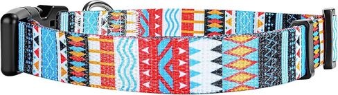 Adjustable Dog Collar for Small Medium Large Dogs - Colorful Pattern, Soft Polyester Pet Collar with Plastic Buckle (Macaron, M) in Kuwait