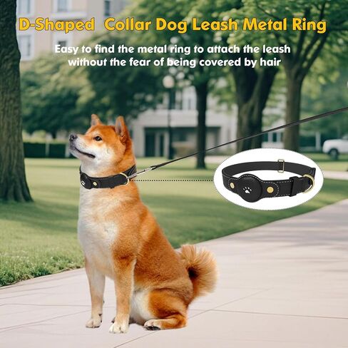 Adjustable AirTag Dog Collar – Waterproof Nylon Pet Collar with Built-in Air Tag Holder and D-Ring Leash Attachment Comfortable Padded, Heavy Duty Dog Collars – Fits Medium Large Dogs(Black) in Saudi Arabia