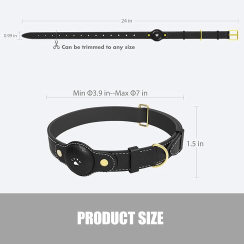 Adjustable AirTag Dog Collar – Waterproof Nylon Pet Collar with Built-in Air Tag Holder and D-Ring Leash Attachment Comfortable Padded, Heavy Duty Dog Collars – Fits Medium Large Dogs(Black) in Saudi Arabia