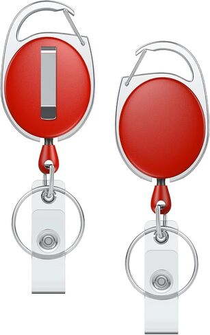 Uniclife 2 Pack Cenractable Cenlable لشارة حامل الشارة القابلة للسحب قابلة للسحب قابلة للسحب غلاف ABS مع ملف زنبرك من الفولاذ المقاوم للصدأ 24 بوصة حبل النايلون مقطع وخاتم المفتاح in Kuwait