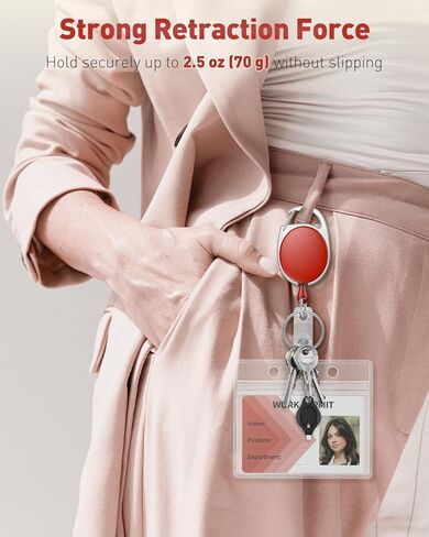 Uniclife 2 Pack Cenractable Cenlable لشارة حامل الشارة القابلة للسحب قابلة للسحب قابلة للسحب غلاف ABS مع ملف زنبرك من الفولاذ المقاوم للصدأ 24 بوصة حبل النايلون مقطع وخاتم المفتاح in Kuwait