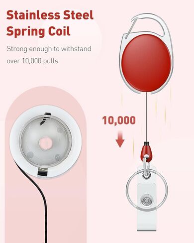 Uniclife 2 Pack Cenractable Cenlable لشارة حامل الشارة القابلة للسحب قابلة للسحب قابلة للسحب غلاف ABS مع ملف زنبرك من الفولاذ المقاوم للصدأ 24 بوصة حبل النايلون مقطع وخاتم المفتاح in Kuwait