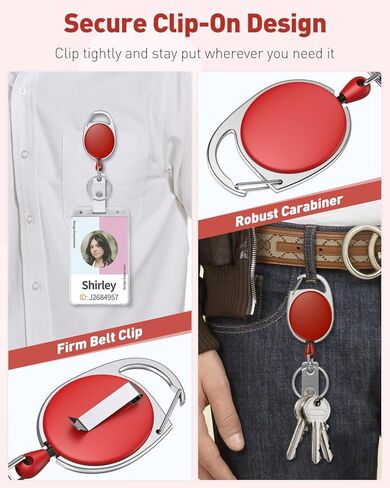 Uniclife 2 Pack Cenractable Cenlable لشارة حامل الشارة القابلة للسحب قابلة للسحب قابلة للسحب غلاف ABS مع ملف زنبرك من الفولاذ المقاوم للصدأ 24 بوصة حبل النايلون مقطع وخاتم المفتاح in Kuwait