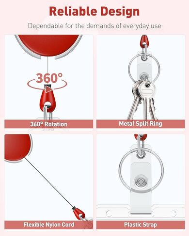 Uniclife 2 Pack Cenractable Cenlable لشارة حامل الشارة القابلة للسحب قابلة للسحب قابلة للسحب غلاف ABS مع ملف زنبرك من الفولاذ المقاوم للصدأ 24 بوصة حبل النايلون مقطع وخاتم المفتاح in Kuwait