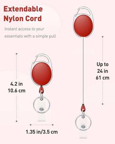 Uniclife 2 Pack Cenractable Cenlable لشارة حامل الشارة القابلة للسحب قابلة للسحب قابلة للسحب غلاف ABS مع ملف زنبرك من الفولاذ المقاوم للصدأ 24 بوصة حبل النايلون مقطع وخاتم المفتاح in Kuwait