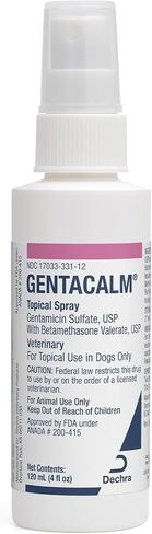 بخاخ GENTACALM® الموضعي (كبريتات الجنتاميسين، دستور الأدوية الأمريكي مع بيتاميثازون فاليرات، دستور الأدوية الأمريكي) زجاجة رذاذ سعة 120 مل للكلاب in Saudi Arabia