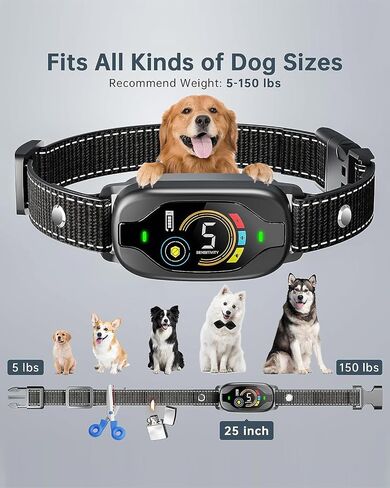 Dog Bark Collar for Large Medium Small Dogs, Adjustable Beep Vibration Modes & 5 Sensitivity, Rechargeable Smart Bark Collar, Automatic Anti Barking Device for Dog（Black） in Saudi Arabia