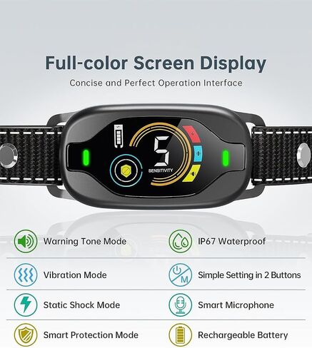 Dog Bark Collar for Large Medium Small Dogs, Adjustable Beep Vibration Modes & 5 Sensitivity, Rechargeable Smart Bark Collar, Automatic Anti Barking Device for Dog（Black） in Saudi Arabia