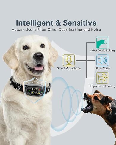 Dog Bark Collar for Large Medium Small Dogs, Adjustable Beep Vibration Modes & 5 Sensitivity, Rechargeable Smart Bark Collar, Automatic Anti Barking Device for Dog（Black） in Saudi Arabia