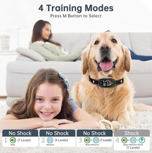 Dog Bark Collar for Large Medium Small Dogs, Adjustable Beep Vibration Modes & 5 Sensitivity, Rechargeable Smart Bark Collar, Automatic Anti Barking Device for Dog（Black） in Saudi Arabia