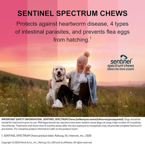 SENTINEL SPECTRUM Chews for Dogs, 8.1-25 lbs, 6 Chews, 6-Month Supply, Green Box in Saudi Arabia