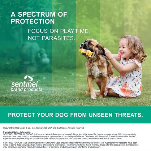 SENTINEL SPECTRUM Chews for Dogs, 8.1-25 lbs, 6 Chews, 6-Month Supply, Green Box in Saudi Arabia