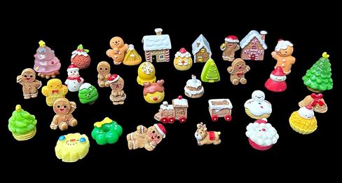 Mini Xmas Tree Resin Ornaments, Christmas Miniature Figurines Set, Snowman Bell Embellishments for DIY Bottle Making Fish Tank Landscape Crafts Decors 34 Pcs in Saudi Arabia