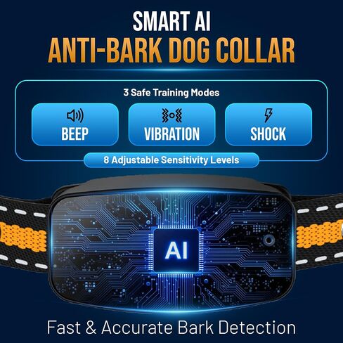 Barez Smart Bark Collar for Small, Medium & Large Dogs - Rechargeable Anti Barking Device with AI Detection, Beep, Vibration, Safe Shock, Waterproof, On Screen Safety Lock in Saudi Arabia