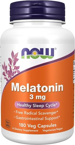 NOW Supplements, Melatonin 3 mg, Free Radical Scavenger*, Healthy Sleep Cycle*, 60 Veg Capsules in Saudi Arabia