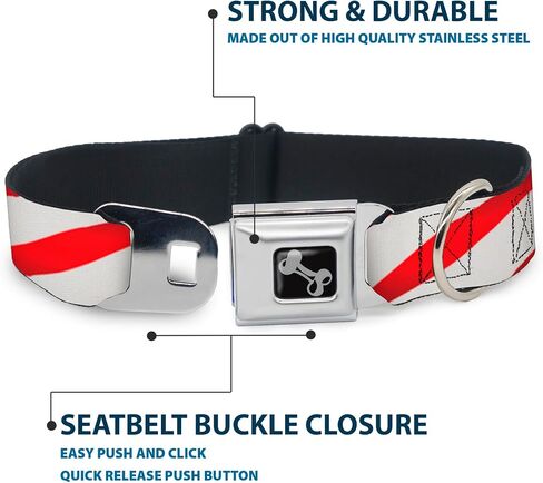 Buckle-Down Seatbelt Buckle Dog Collar - Candy Cane - 1" Wide - Fits 15-26" Neck - Large in Saudi Arabia