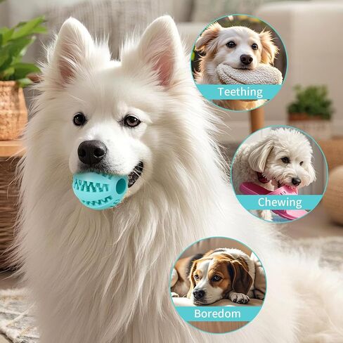 Interactive Dog Treat Ball, Food Dispensing Chew Toy for Dogs, Boredom Relief Play Ball for Small and Large Pets, Rubber Ball for Indoor Outdoor Use (Green,L) in Saudi Arabia