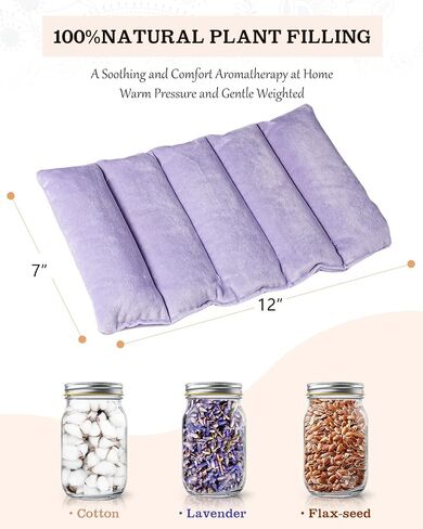 Hihealer Microwave Heating Pad, 7x12 Inch Heating Pad Microwavable for Neck and Shoulders, Cramps, Pain Relief, Lavender and Flaxseed Filled Heat Pack, Women's Self-Care Gift in Kuwait