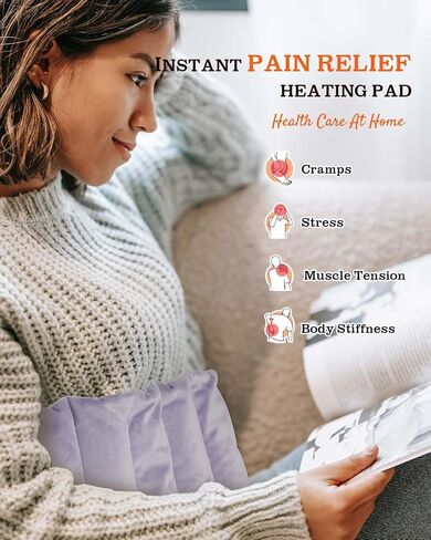 Hihealer Microwave Heating Pad, 7x12 Inch Heating Pad Microwavable for Neck and Shoulders, Cramps, Pain Relief, Lavender and Flaxseed Filled Heat Pack, Women's Self-Care Gift in Kuwait