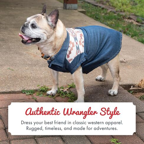 قميص Wrangler Pet Yoke Denim للكلاب - ملابس الكلاب على الطراز الغربي - ملابس خفيفة الوزن للكلاب الأنيقة - مريحة وقابلة للغسل في الغسالة (DB, S) in Saudi Arabia