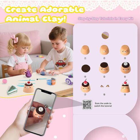 طقم الطين الجاف الجاف ، 12 حيوانًا نمذجة طين للأطفال ، طراز Magic Magic Clay مع أدوات النحت والدروس التعليمية ، مشاريع المدارس الآمنة وغير السامة ، DIY ، تفضل الحفلات المنزلية للبنين والبنات in Kuwait