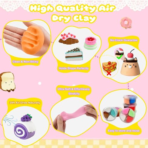 طقم الطين الجاف الجاف ، 12 حيوانًا نمذجة طين للأطفال ، طراز Magic Magic Clay مع أدوات النحت والدروس التعليمية ، مشاريع المدارس الآمنة وغير السامة ، DIY ، تفضل الحفلات المنزلية للبنين والبنات in Kuwait
