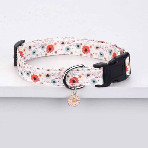 Fashion Happy Floral Patterned Pet Collar Adjustable for Dogs Buckle Dog Collar, S-L in Saudi Arabia