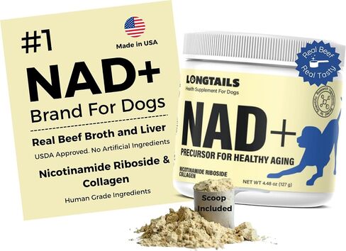 NAD+ Precursor Supplement for Dogs – Senior Dog Muscle, Heart & Cognitive Support – with Nicotinamide Riboside, Collagen & Bone Broth – 4.48 oz Powder in Saudi Arabia
