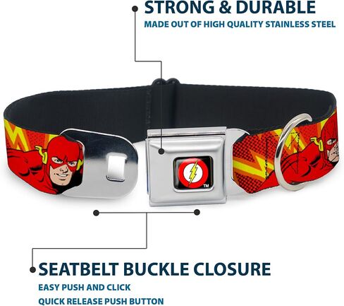Dog Collar Seatbelt Buckle The Flash Boom Kaboom 15 to 26 Inches 1.0 Inch Wide in Saudi Arabia