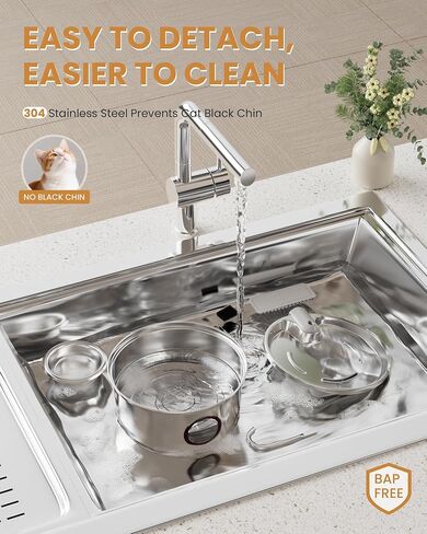 Cat Water Fountain Stainless Steel - 108oz/3.2L Ultra-Quiet Cat Fountain for Drinking with Removable Water Bowl, Kitty Spout Fountain with 3 Filters Supplies for Cats, Small Dogs, Multiple Pets in Saudi Arabia