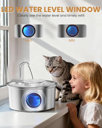 Cat Water Fountain Stainless Steel - 108oz/3.2L Ultra-Quiet Cat Fountain for Drinking with Removable Water Bowl, Kitty Spout Fountain with 3 Filters Supplies for Cats, Small Dogs, Multiple Pets in Saudi Arabia