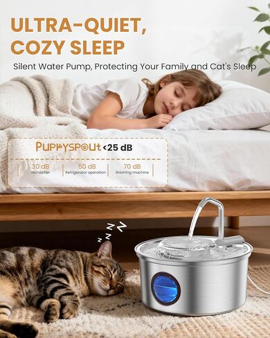 Cat Water Fountain Stainless Steel - 108oz/3.2L Ultra-Quiet Cat Fountain for Drinking with Removable Water Bowl, Kitty Spout Fountain with 3 Filters Supplies for Cats, Small Dogs, Multiple Pets in Saudi Arabia
