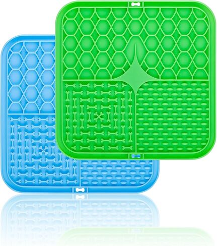 2 Pack Dogs Slow Feeder Licking Mat Anxiety Relief Lick Pad with Suction Cups for Peanut Butter Food Treats Yogurt, Pets Bathing Grooming Training Calming Mat, Purple in Saudi Arabia