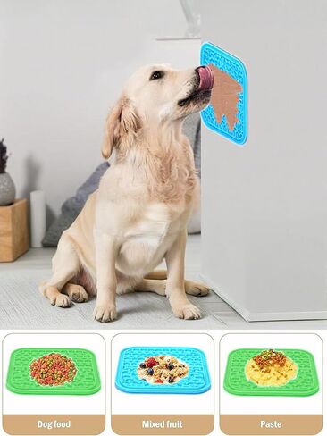 2 Pack Dogs Slow Feeder Licking Mat Anxiety Relief Lick Pad with Suction Cups for Peanut Butter Food Treats Yogurt, Pets Bathing Grooming Training Calming Mat, Purple in Saudi Arabia