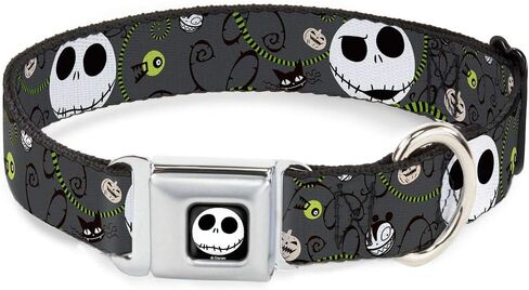 طوق للكلاب مزود بإبزيم لحزام الأمان - NBC Jack Expressions/Halloween Elements رمادي - بعرض 1.5 بوصة - يناسب الرقبة مقاس 18-32 بوصة - كبير in Saudi Arabia