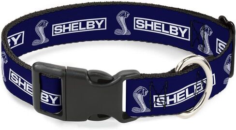 Buckle-Down Dog Collar Plastic Clip Shelby Box Logo and Super Snake Cobra Blue White 11 to 16.5 Inches 1.0 Inch Wide in Saudi Arabia