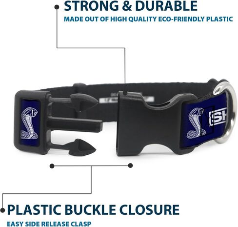 Buckle-Down Dog Collar Plastic Clip Shelby Box Logo and Super Snake Cobra Blue White 11 to 16.5 Inches 1.0 Inch Wide in Saudi Arabia